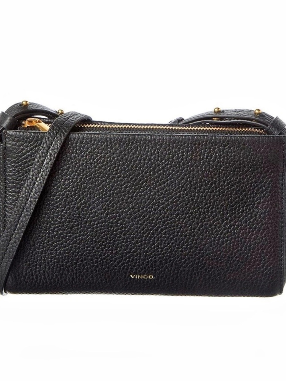 NWT Vince Smyrna Wos Top Zip Leather Crossbody Black
